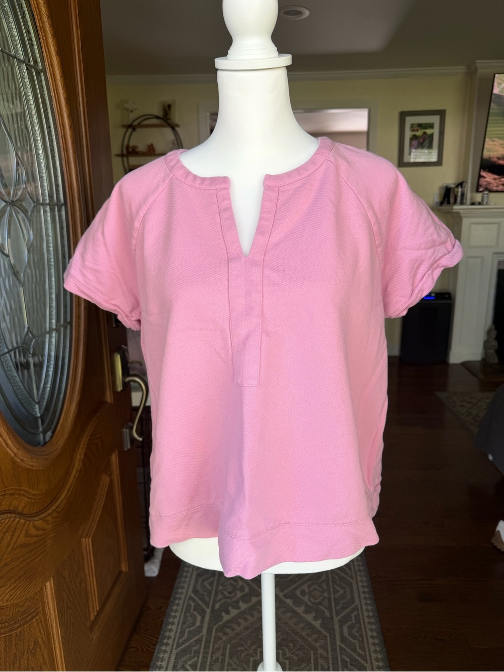 J.Jill pink Short Sleeve Split Neck Top